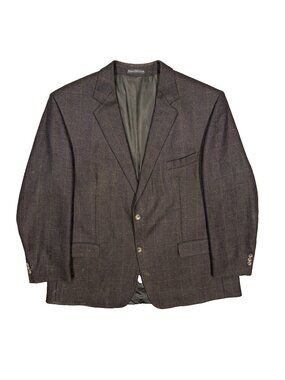 Hyde Park Blazer Windowpane Wool Sport Coat Brown Lanificio Di Pray 48R